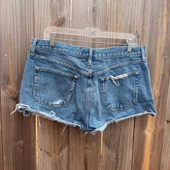 Agolde Frayed Parker Hem Blue Jean Shorts Size 31 - Picture 4 of 9